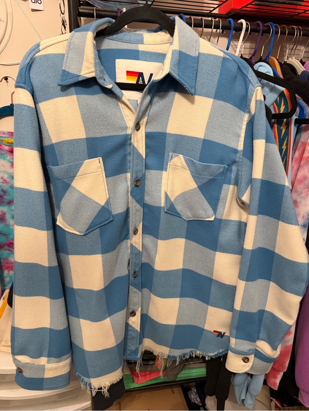 Aviator Nation Blue & Cream Buffalo Check Button-Down Shirt Jacket